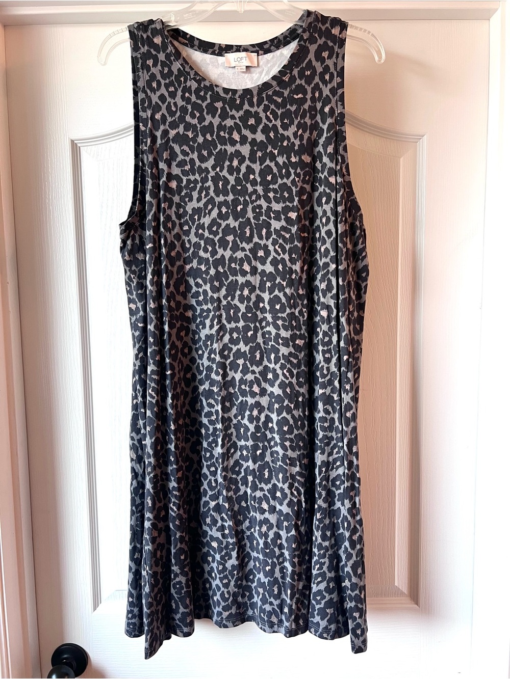 Loft Outlet Sleeveless Leopard Print Swing Dress Gray/Black XL
